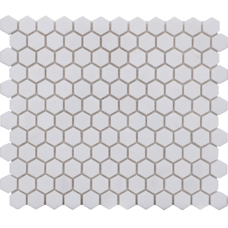 Sky White Polished Hexagon Mosaic 1"